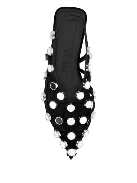 The Attico grid-embelished suede pointed-toe flat pumps - Black - zdjęcie produktu nr 2