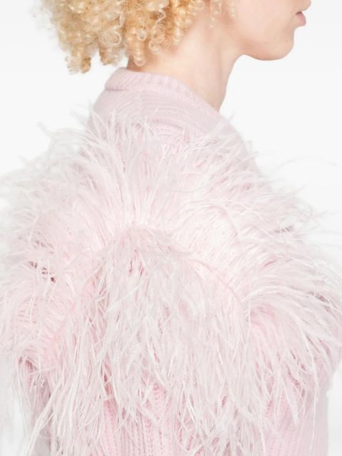 Blumarine feather-detail ribbed sweater - Pink