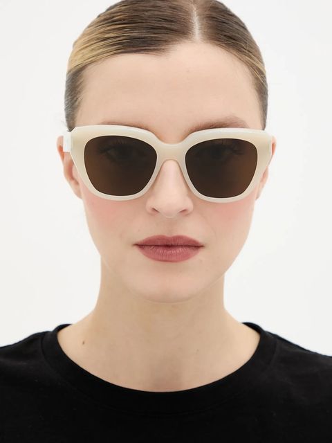 Saint Laurent okulary przeciwsłoneczne damskie kolor beżowy SL 827