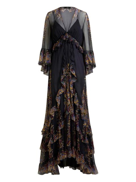 ETRO ruffled paisley foliage-print silk maxi dress - Black - zdjęcie produktu nr 1