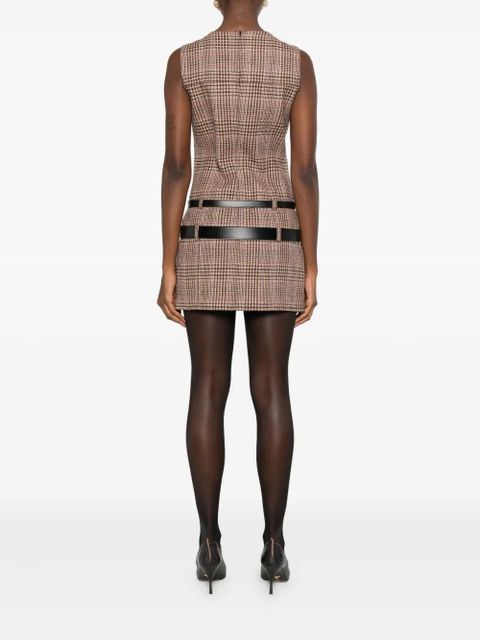 Coperni check belted dress - Brown