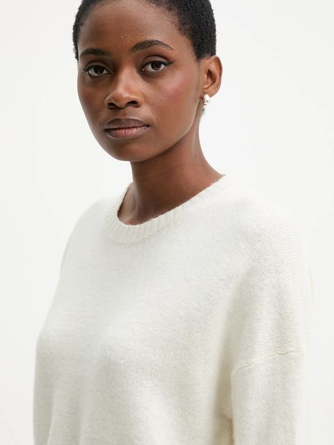 United Colors of Benetton sweter z dodatkiem wełny damski kolor beżowy lekki 126WD10E4 - zdjęcie produktu nr 2