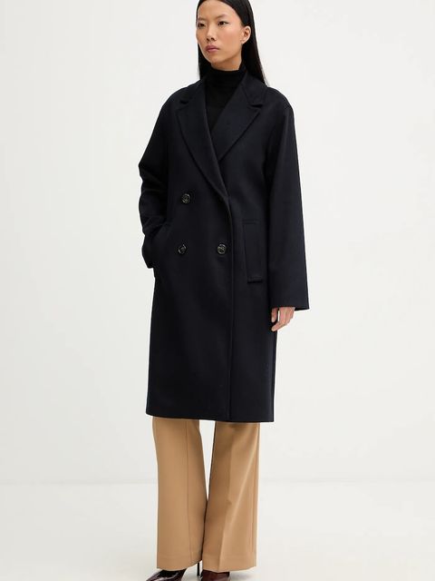 Marella płaszcz z dodatkiem wełny Emme by Marella kolor granatowy 2525016022200