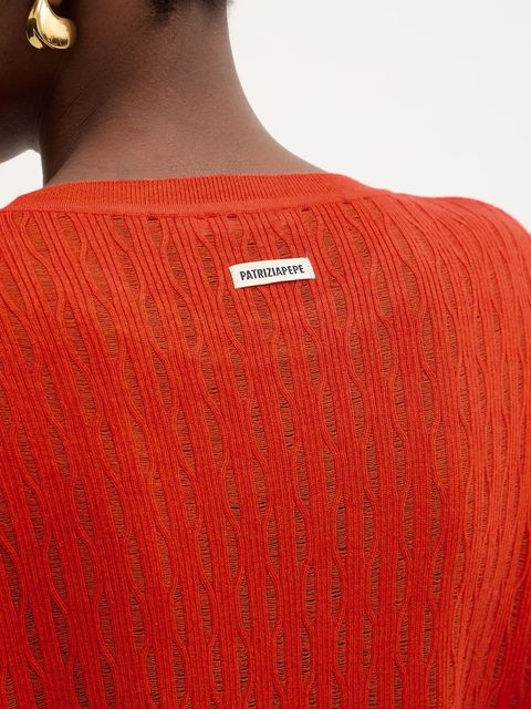 Patrizia Pepe sweter z dodatkiem wełny damski kolor pomarańczowy lekki 8K0377 K307