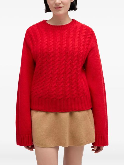 GANNI cable-knit buttoned sweater - Red - zdjęcie produktu nr 2