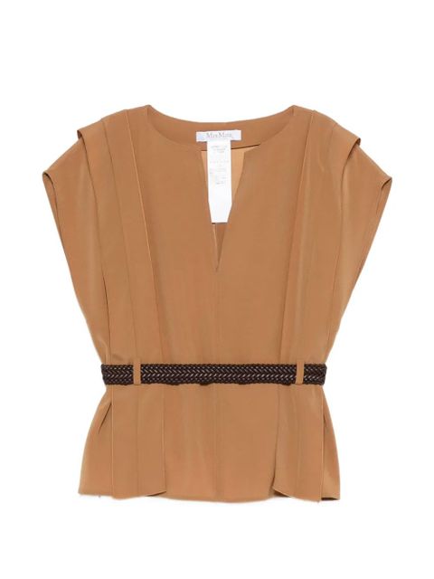 Max Mara Mxmabete belted V-neck top - Neutrals - zdjęcie produktu nr 1