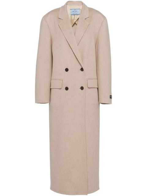 Prada double-breasted velour cashmere coat - Neutrals - zdjęcie produktu nr 1