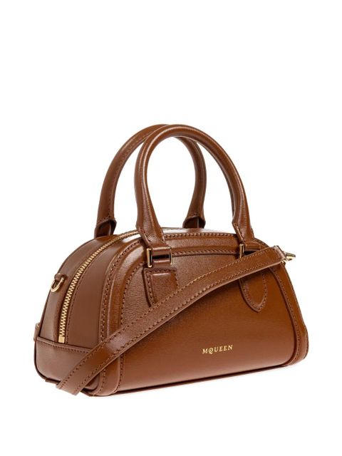 Alexander McQueen mini structured leather tote bag - Brown