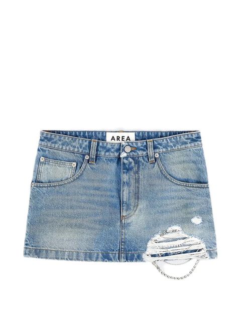 AREA chain-embellished denim skirt - Blue - zdjęcie produktu nr 2
