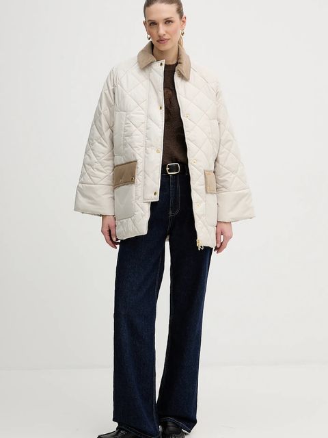 Barbour kurtka Aldburgh kolor beżowy przejściowa oversize LQU1885