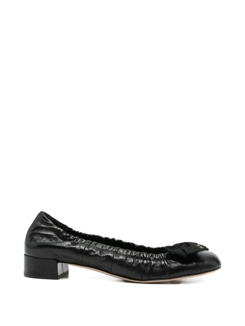 Prada bow elasticated leather ballet flats - Black - zdjęcie produktu nr 1
