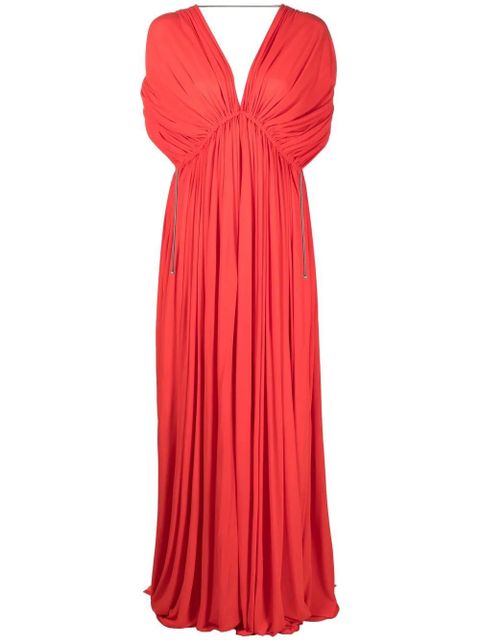 Lanvin V-neck pleated gown - Red - zdjęcie produktu nr 1