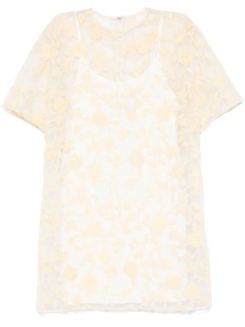 ROTATE BIRGER CHRISTENSEN floral-embroidered beaded mini dress - Yellow - zdjęcie produktu nr 1