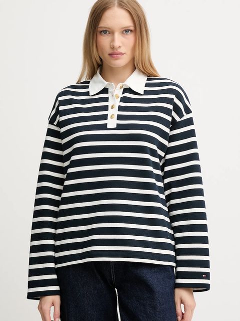 Tommy Hilfiger bluza bawełniana damska kolor granatowy wzorzysta WW0WW47457 - zdjęcie produktu nr 1