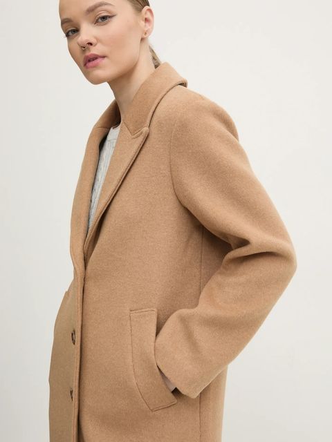 Abercrombie & Fitch płaszcz wełniany kolor beżowy przejściowy KI144-4244