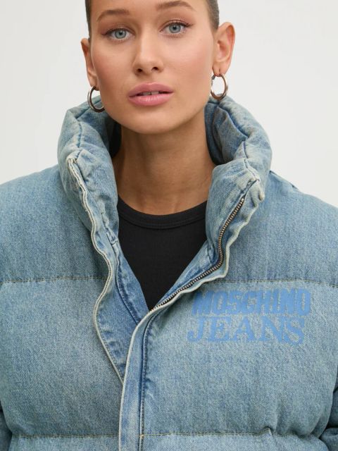 Moschino Jeans kurtka damska kolor niebieski zimowa