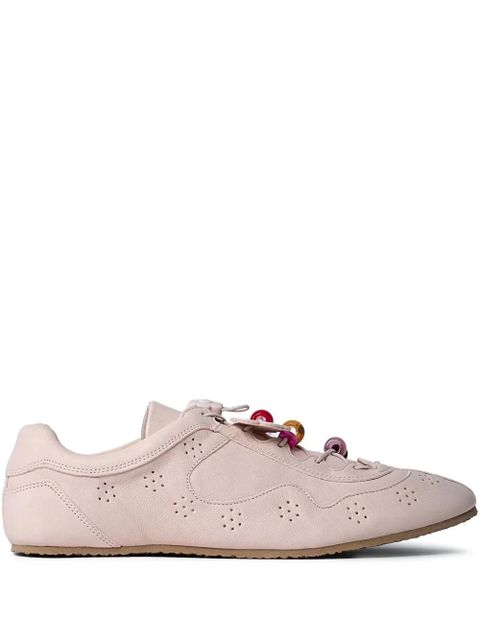 Cecilie Bahnsen beaded lace-up leather sneakers - Pink - zdjęcie produktu nr 1