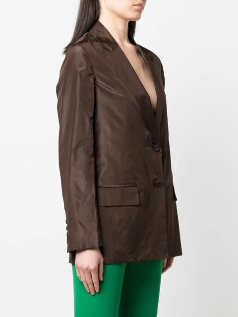 Valentino Garavani crinkled-effect single-breasted silk blazer - Brown