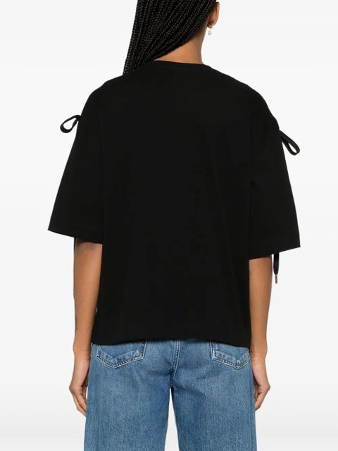 PINKO lace-up cotton T-shirt - Black