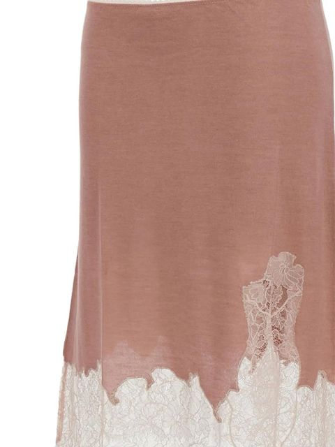 FENDI lace-trimmed wool skirt - Pink