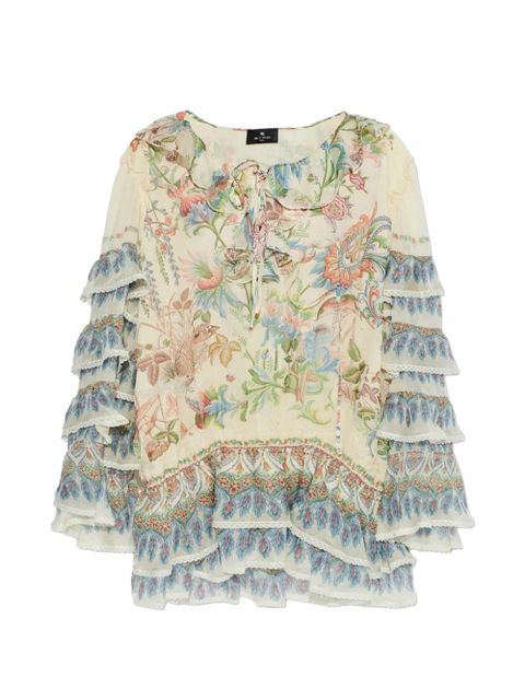 ETRO floral-pattern ruffled mini dress - Neutrals - zdjęcie produktu nr 1