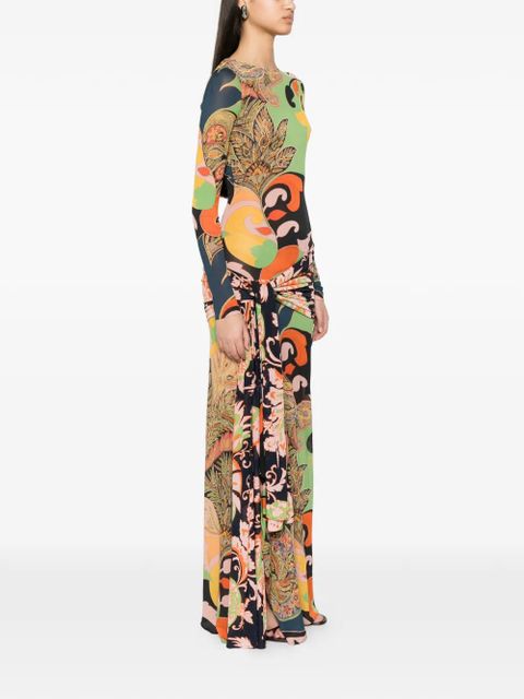 ETRO paisley-print draped maxi dress - Green