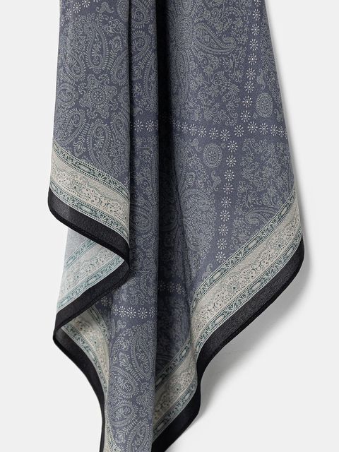 Answear.LAB apaszka jedwabna damska kolor granatowy wzorzysta