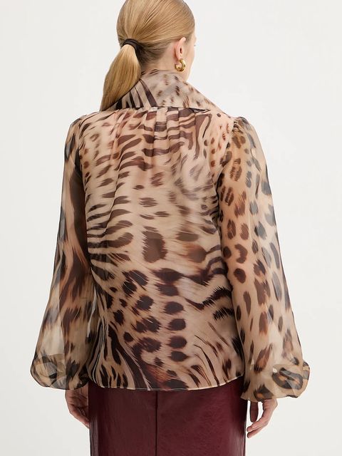 Retrofete bluzka jedwabna Peregrine damska kolor beżowy wzorzysta R-FW25-11912-11