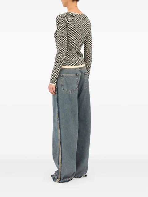 MM6 Maison Margiela intarsia-knit long-sleeve T-shirt - White - zdjęcie produktu nr 2