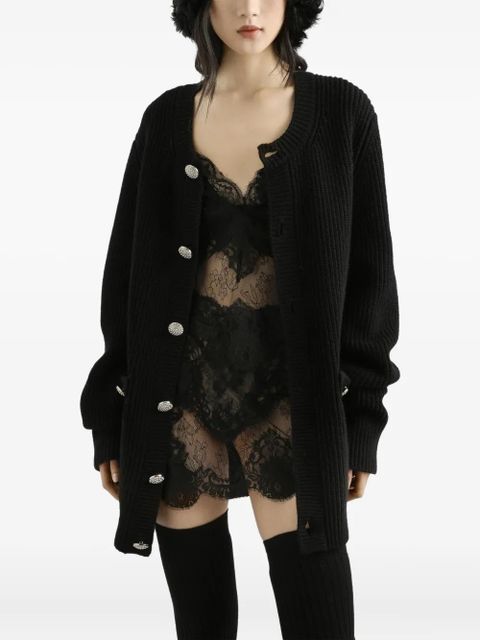 Dolce & Gabbana jewel-button ribbed cardigan - Black