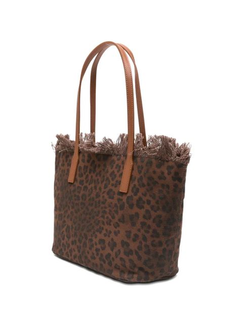 MC2 Saint Barth City fringed leopard-print tote bag - Brown