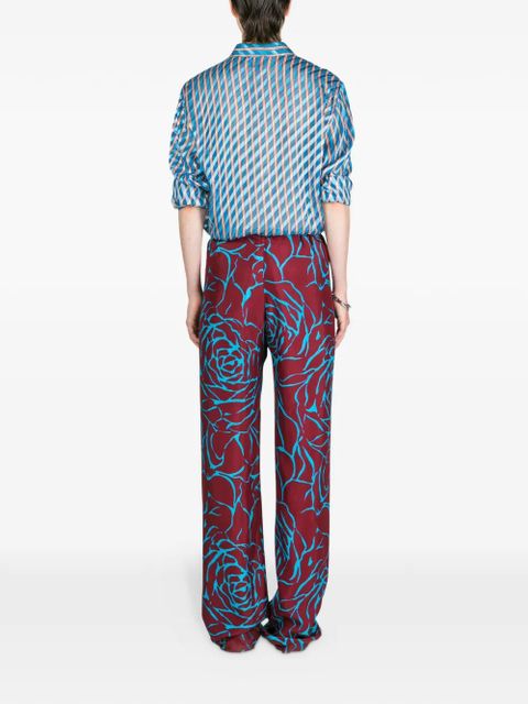 DRIES VAN NOTEN floral elasticated trousers - Red