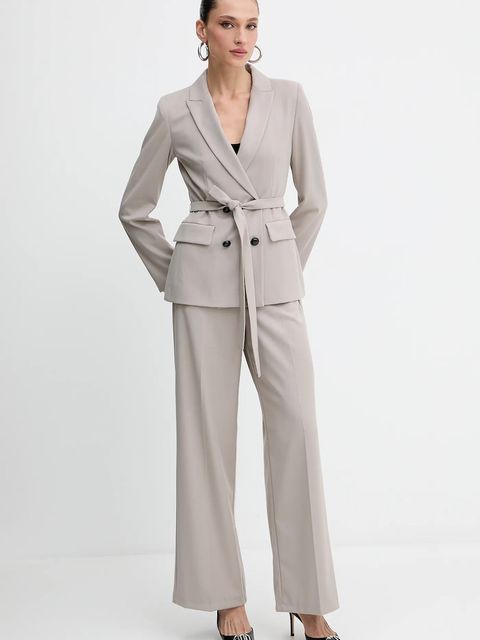 Marella spodnie Emme by Marella damskie kolor brązowy proste high waist 2525136141200 - zdjęcie produktu nr 2