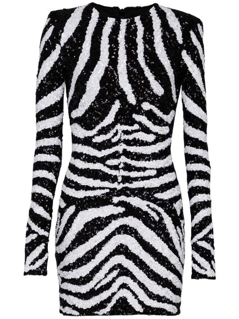 Balmain zebra-pattern sequin-embellished dress - Black - zdjęcie produktu nr 1