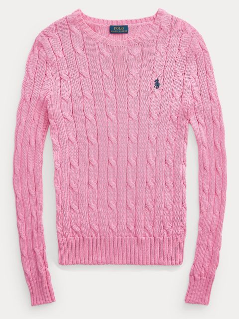 RALPH LAUREN - Różowy sweter z logo Slim fit