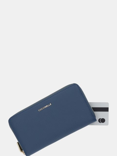 Coccinelle portfel skórzany damski kolor niebieski E2 MW5 11 32 01