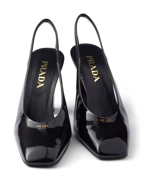 Prada 85mm leather slingback pumps - Black