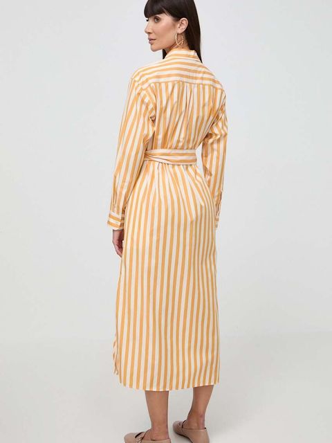 Weekend Max Mara sukienka bawełniana kolor pomarańczowy midi prosta 2415221142600