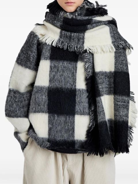 Proenza Schouler checked fringed scarf - Grey