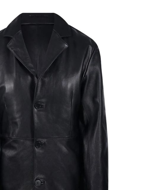 Balenciaga button-fastening leather coat - Black