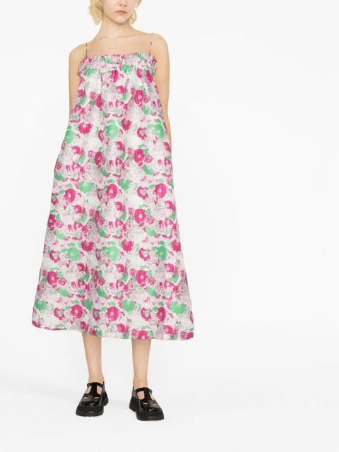 GANNI 3D jacquard strap dress - Pink