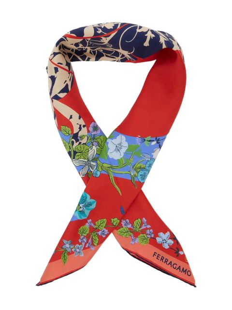 Ferragamo floral-print logo scarf - Red - zdjęcie produktu nr 2