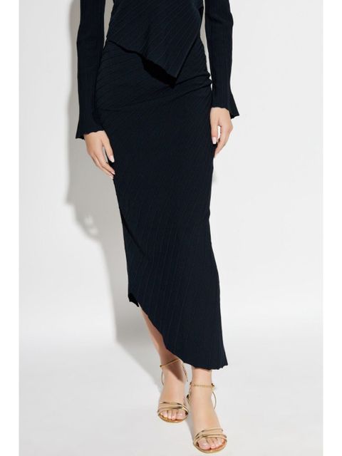 Cult Gaia plissé asymmetric midi skirt - Black