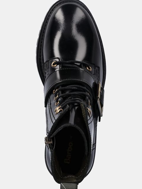 Barbour botki skórzane Ouseburne damskie kolor czarny na płaskim obcasie LFO0772BK71