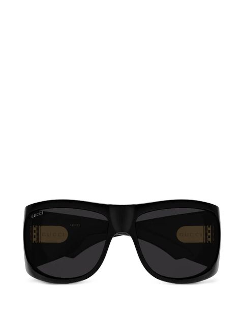Gucci Eyewear double G rectangle-frame sunglasses - Black - zdjęcie produktu nr 1