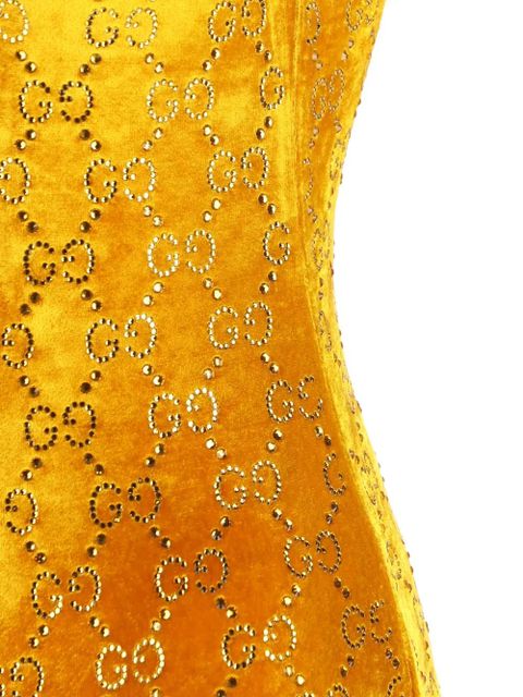 Gucci embellished-logo swimsuit - Yellow