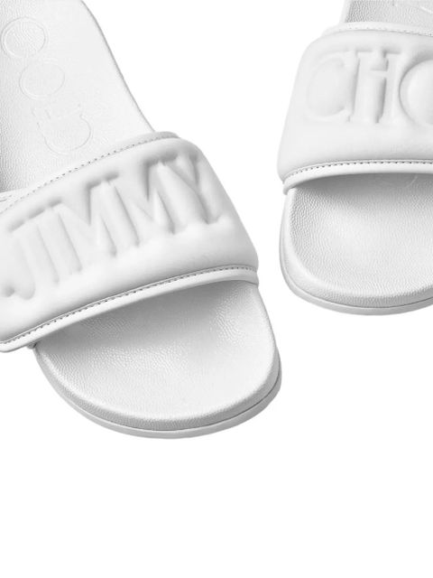 Jimmy Choo Fitz logo-strap slides - White