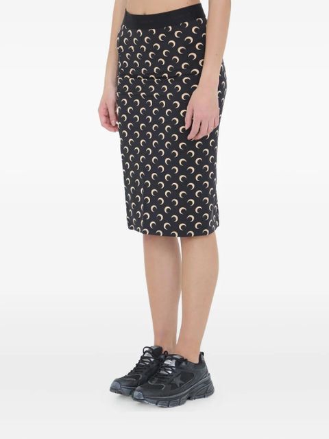 Marine Serre moon-print midi skirt - Black