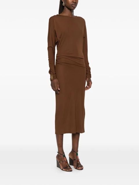 Max Mara ruched long-sleeve dress - Brown