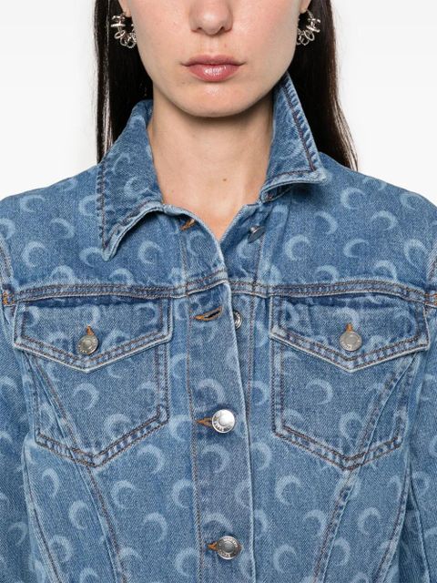 Marine Serre Crescent-Moon-print denim jacket - Blue - zdjęcie produktu nr 2